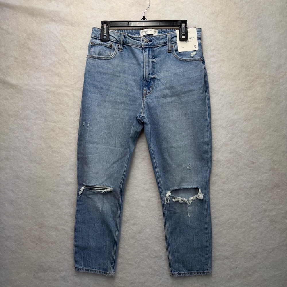 NWT Abercrombie & Fitch Curve Love The Skinny High Rise Jeans Distressed 29/8S